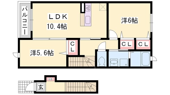 相生駅 徒歩23分 2階の物件間取画像